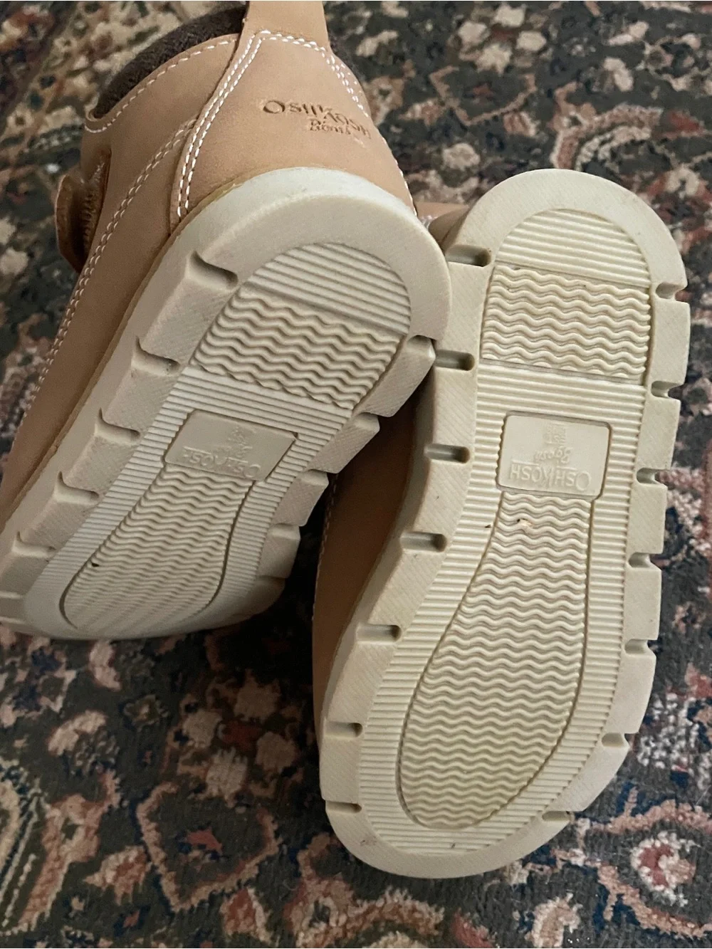 OshKosh B'gosh Tan Kids Boots with Orange Collar and Yellow Laces